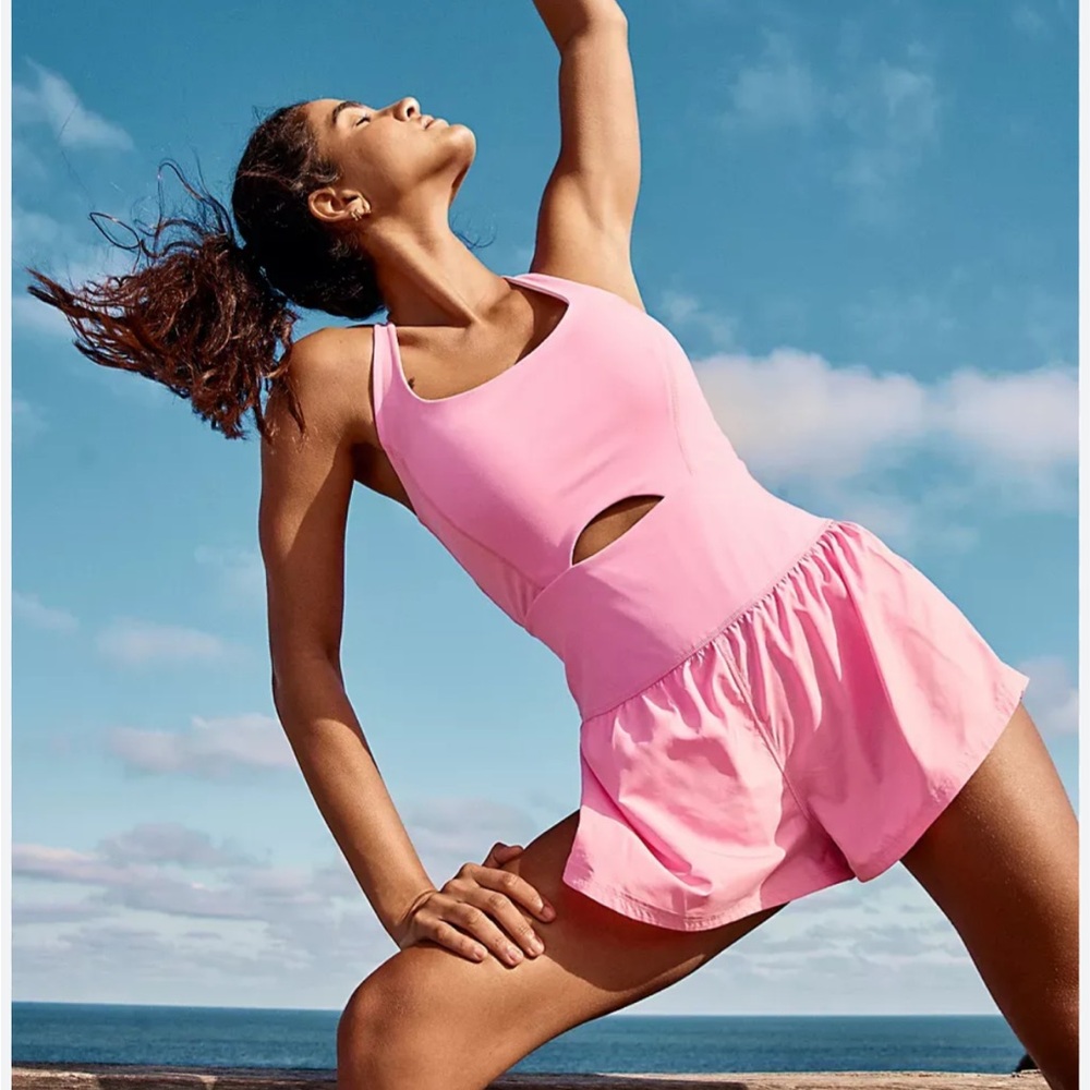 NWT Righteous Runsie Romper Summer Lovin Pink Small FP Movement by Free People